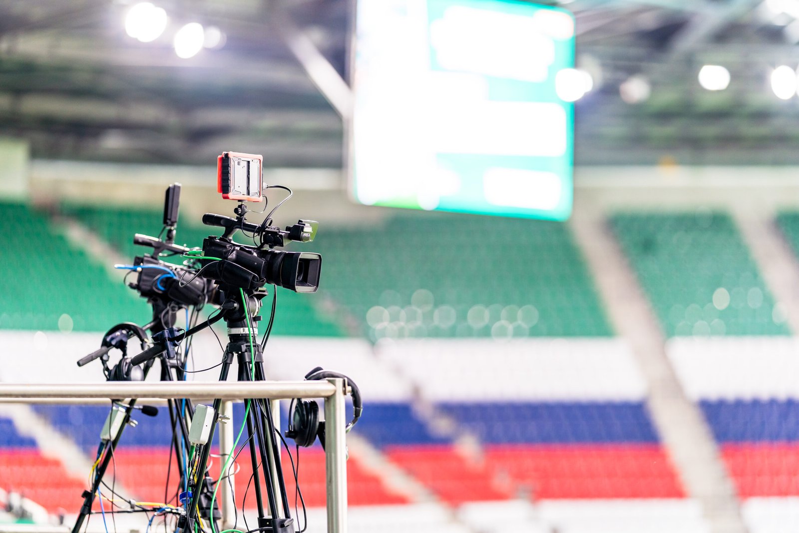professional video camera broadcasting a football match